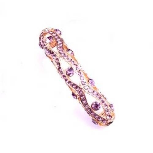 X1 perle tube incurvée - dorée et strass violet clair 