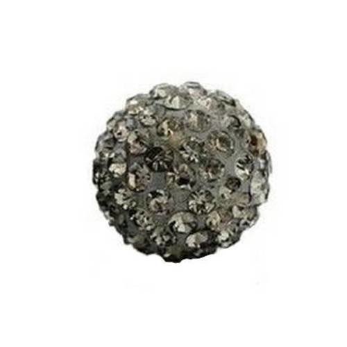 X10 perles 10 mm en strass -  black diamond (gris)