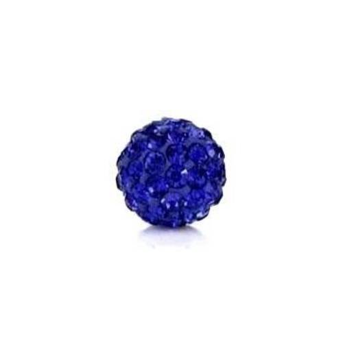 X10 perles strass 10mm bleu nuit en polymère cristal 
