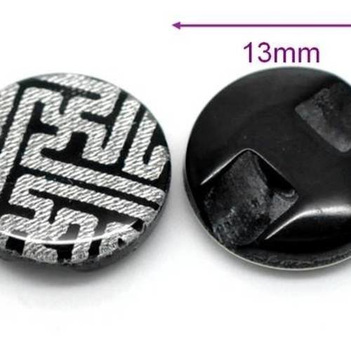 X20 boutons en résine, 13mm, motifs géométriques 
