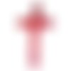 X1 croix incurvée rouge orangé et strass en cristal, 5cm