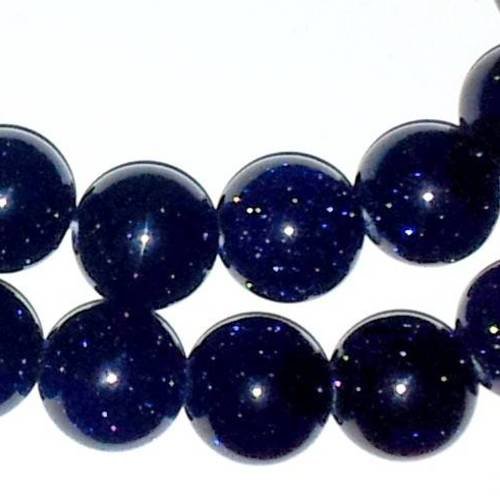 X5 perles 10 mm en pierre de soleil (de synthèse) bleue 