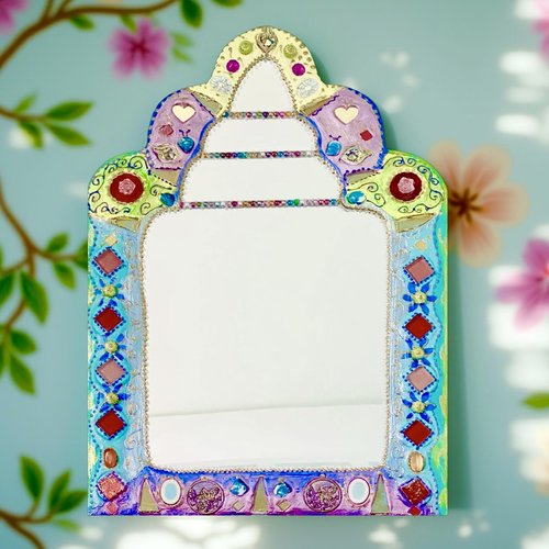 Miroir style indien" jardin d'orient " 39 x 55 cm