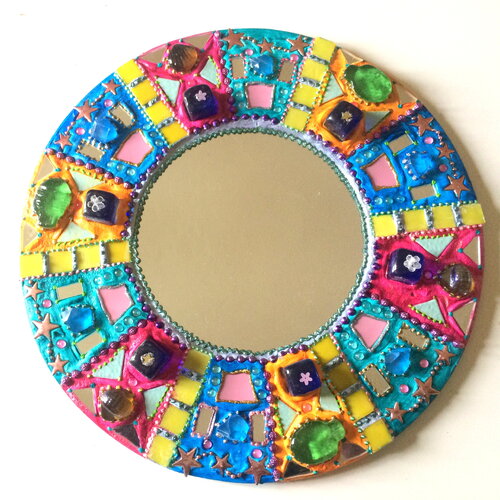 Miroir rond mosaïque "arc en ciel" diam. 40 cm