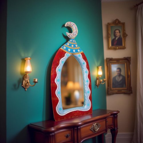 Miroir mural art avec volume-lune sofia - décoration murale-idée cadeau unique et original