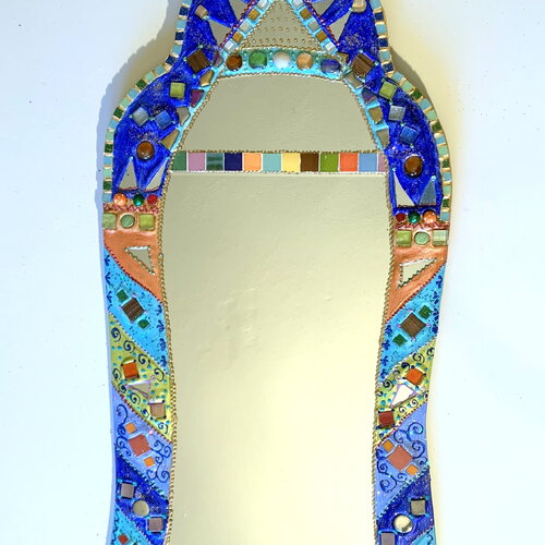 Miroir "haveli bleu" 82 x 37 cm