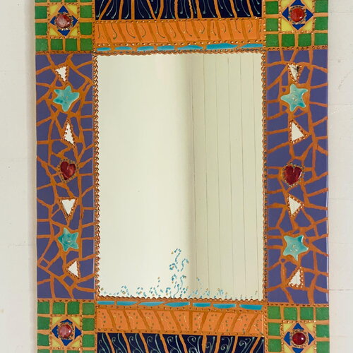 Miroir rectangulaire en mosaïque fait main pièce unique, décoration murale
