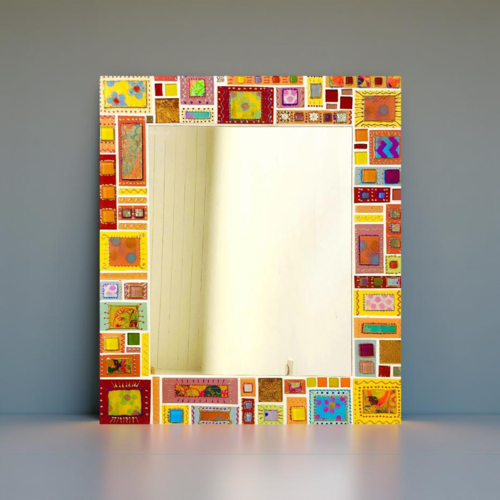 Miroir mosaïque céramique verre"éclats de soleil 2" 60 x 70 cm