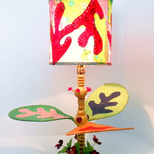 Lampe fleur " le printemps est là "diam 56cm x haut: 55cm idée cadeau de noël lumineuse