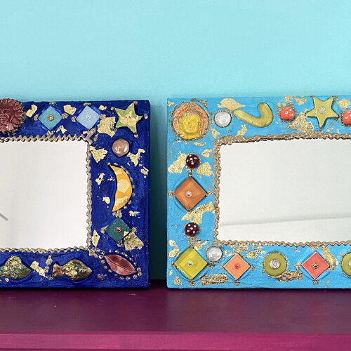 Miroirs mosaïque et peinture 30 x 20 cm cadeau unique et original décoration murale chambre enfant adulte