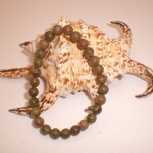 Bracelet  unakite bien-être  en perles naturelles   6 mm