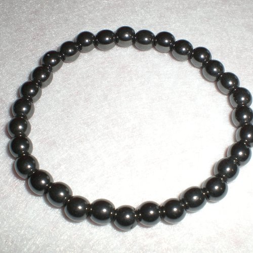Bracelet hematite métallique en pierres naturelles perles 6 mm