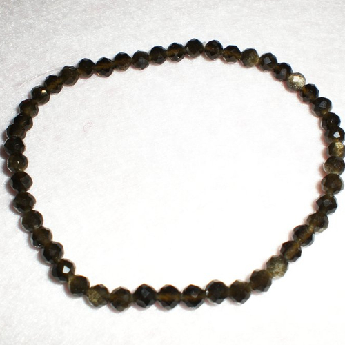 Bracelet ambre noir fin bien-être en pierres naturelles  3 mm  sur élastique