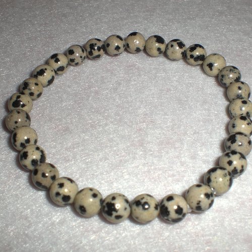 Bracelet  jaspe dalmatien bien-être en perles naturelles   6 mm