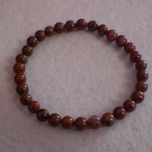 Bracelet jaspe breschia en perles naturelles  6 mm