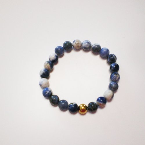 Bracelet sodalite bleu  bien-être en pierres naturelles  8 mm