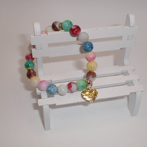 Superbe bracelet perles multicolores en silicone