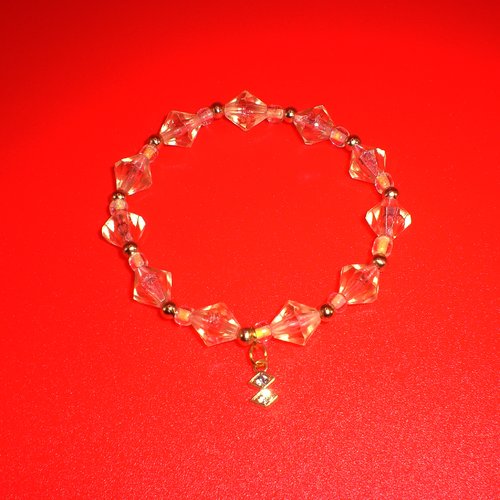Superbe bracelet perles en silicone beige translucides
