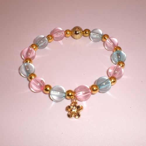 Sublime bracelet unique en perles silicone et dorée en métal
