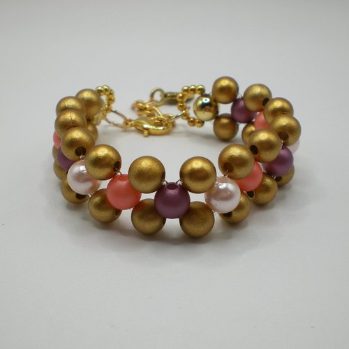 Beau bracelet 3 rangs en perles acrylique pour femme ou fille