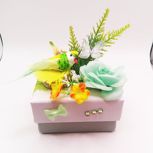 Boite cadeau 256 décorée thème oiseau