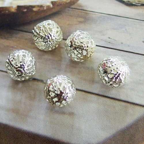 Perles filigrane argent 1 cm x5