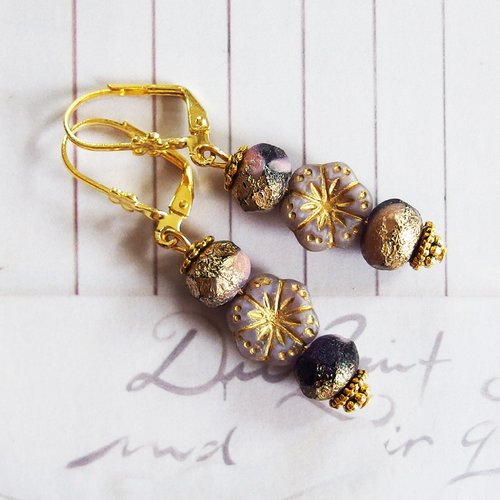 Boucles d'oreilles perles verre tchèque de bohème