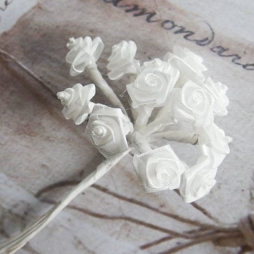 Bouquet fleurs tissu blanc x12