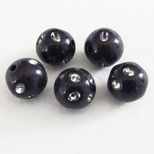Lot perles strass noir x5