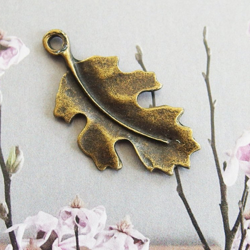 Breloque pendentif feuille bronze 3cm