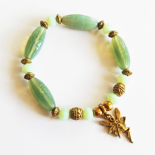 Kit bracelet perles de verre breloque fée diy bijou féerique