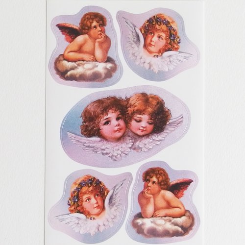 Stickers anges romantiques autocollants x5