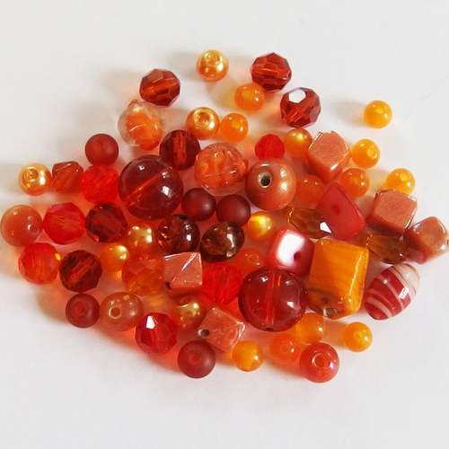 Lot de perles verre orange x60