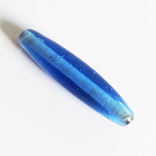 Grande perle indienne verre bleu 4,5cm