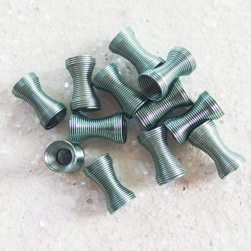Lot 12 perles aluminium bleu acier