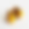 Grosses perles verre lampwork forme tube jaune 2,8cm  x2