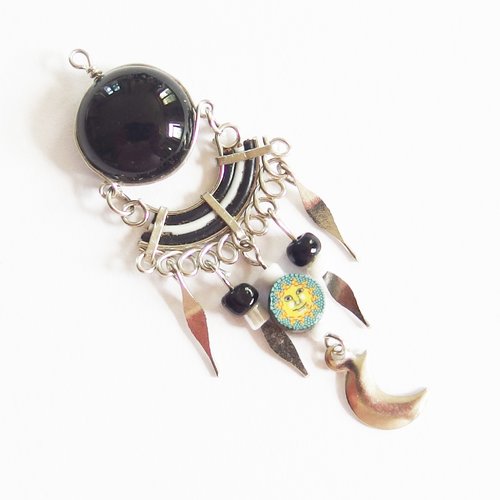 Pendentif ethnique amérindien soleil lune attrape rêve dreamcatcher