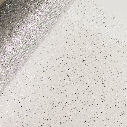 Ruban noël tulle paillettes argent x50mm