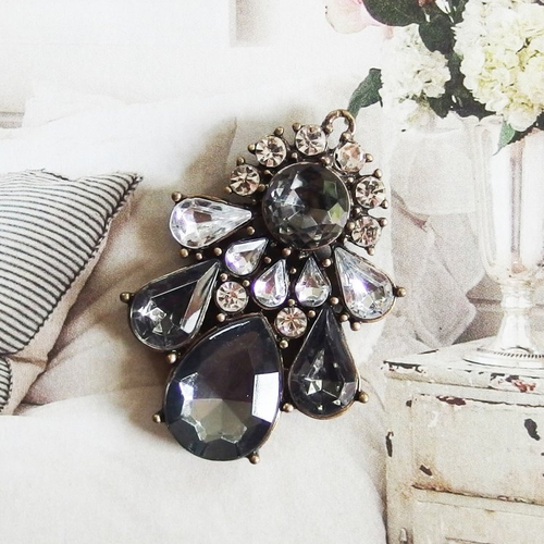 Grand pendentif strass vintage haute-couture 4,5cm