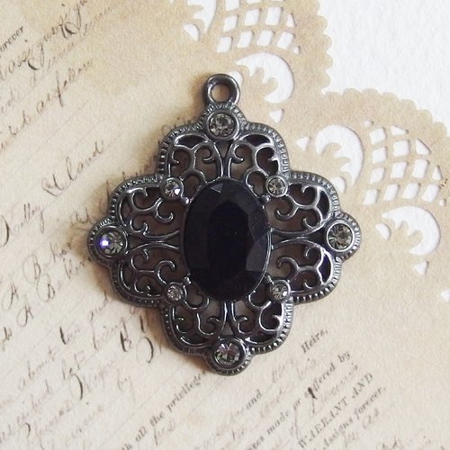 Grand pendentif strass baroque vintage carré losange  3,5cm