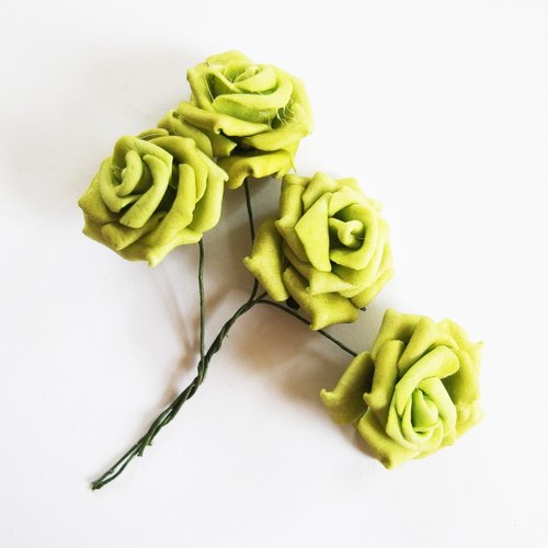 Bouquet fleur artificielle vert clair x4