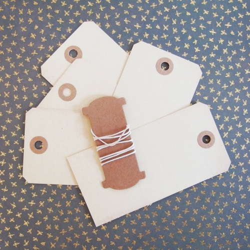 5 pièces - etiquettes vintage cadeaux emballage déco - beige-ivoire