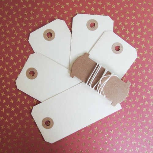 5 pièces - etiquettes vintage cadeaux emballage déco - beige-ivoire