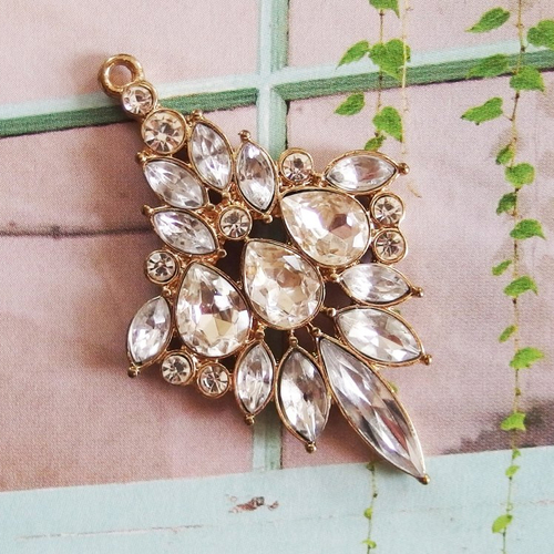 Grand pendentif vintage strass haute-couture 4,5cm