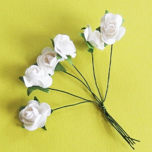 Bouquet fleur artificielle papier blanc x6