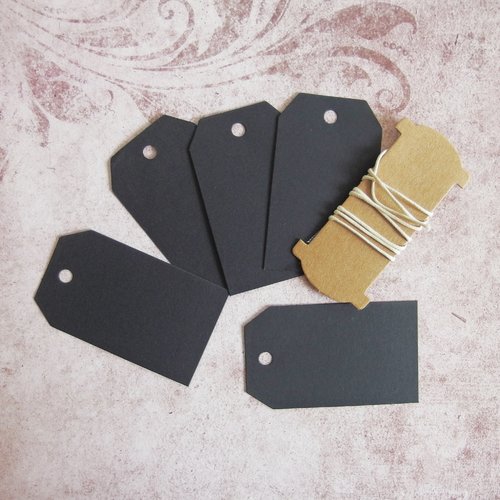 5 pièces - etiquettes vintage cadeaux emballage déco - noir