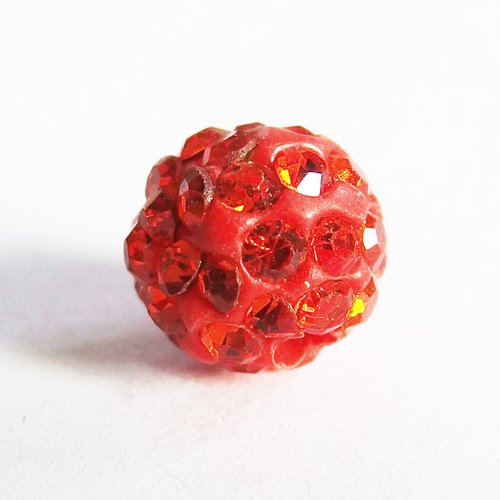 Perle shamballa strass orange 1cm