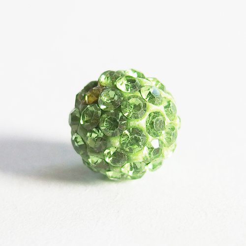 Perle shamballa strass vert printemps 1cm