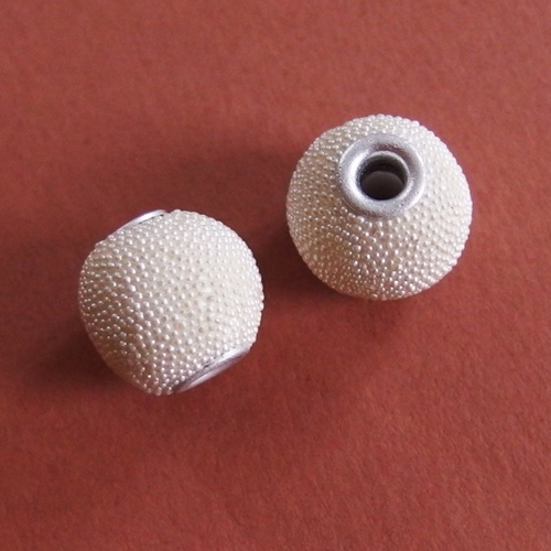 Deux perles ethniques indonésiennes kashmiri blanc x2