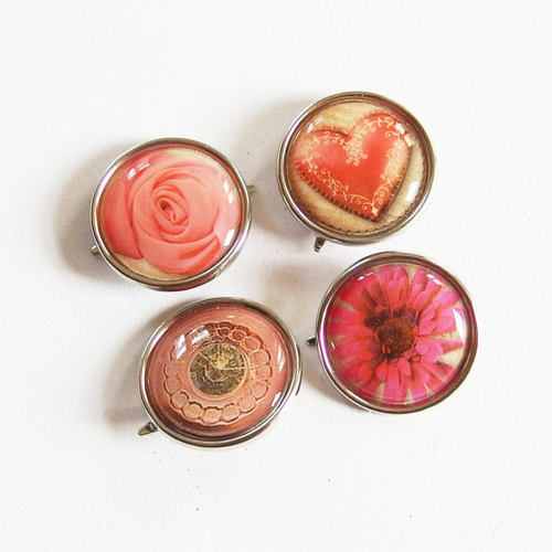Lot attaches parisiennes brads fleurs shabby x4